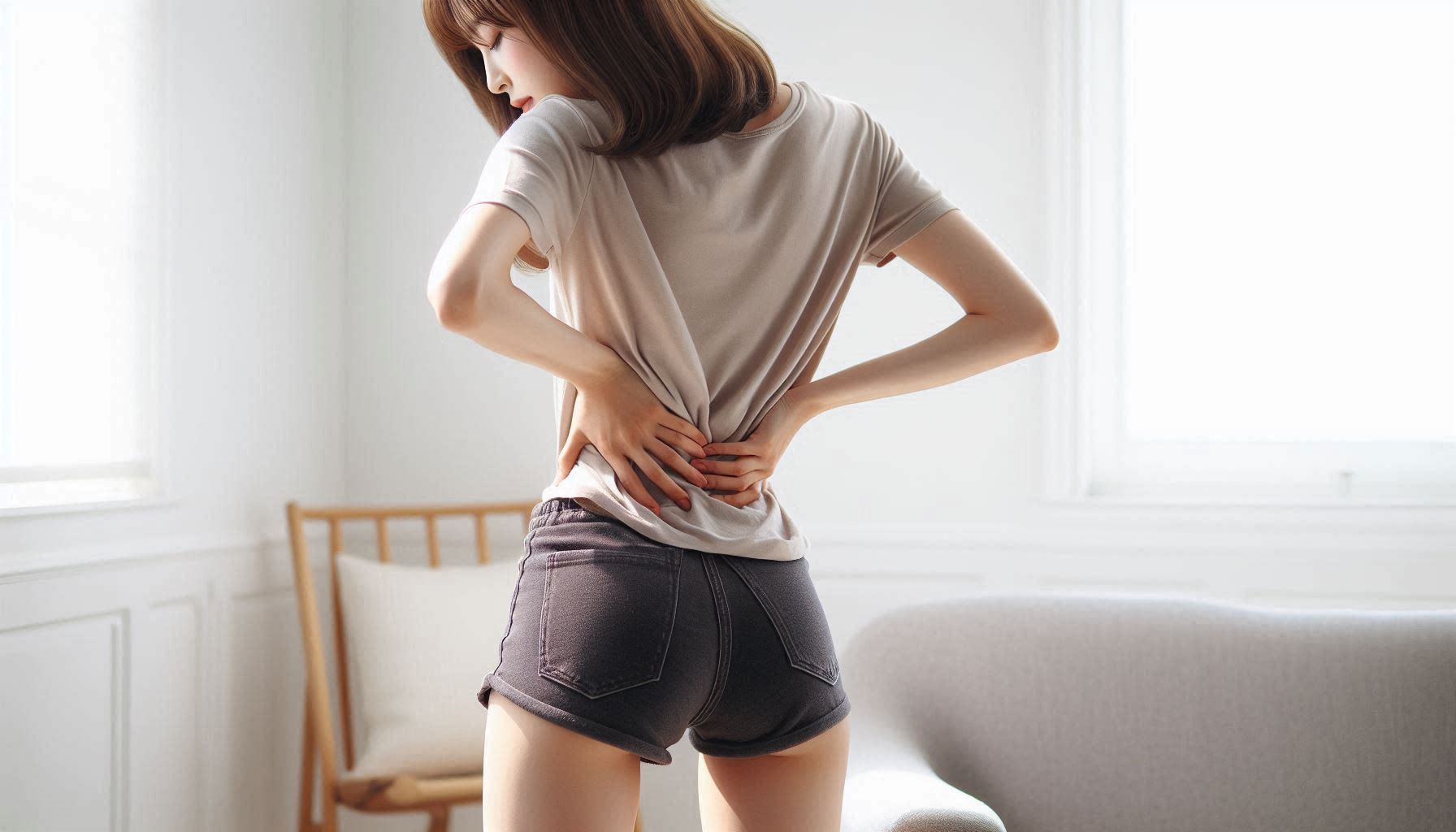 허리 통증이 다리까지 이어지는 방사통 모습