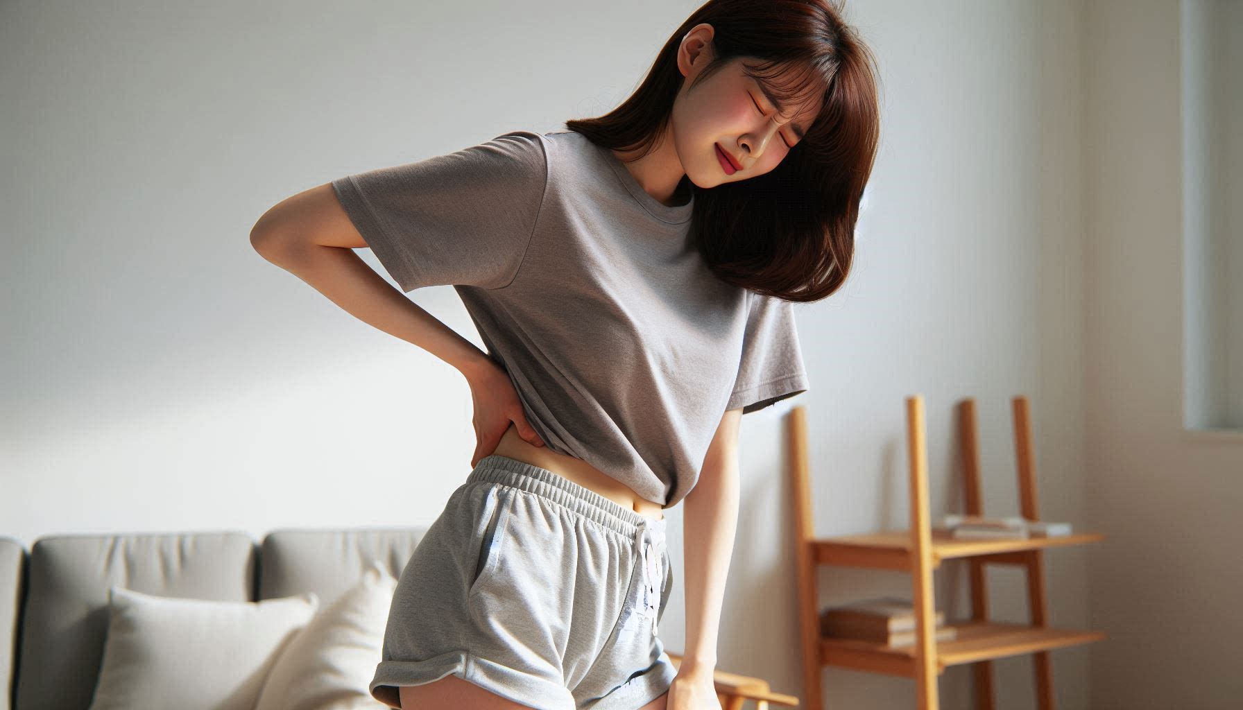 허리 숙일 때 통증이 발생하는 순간 모습