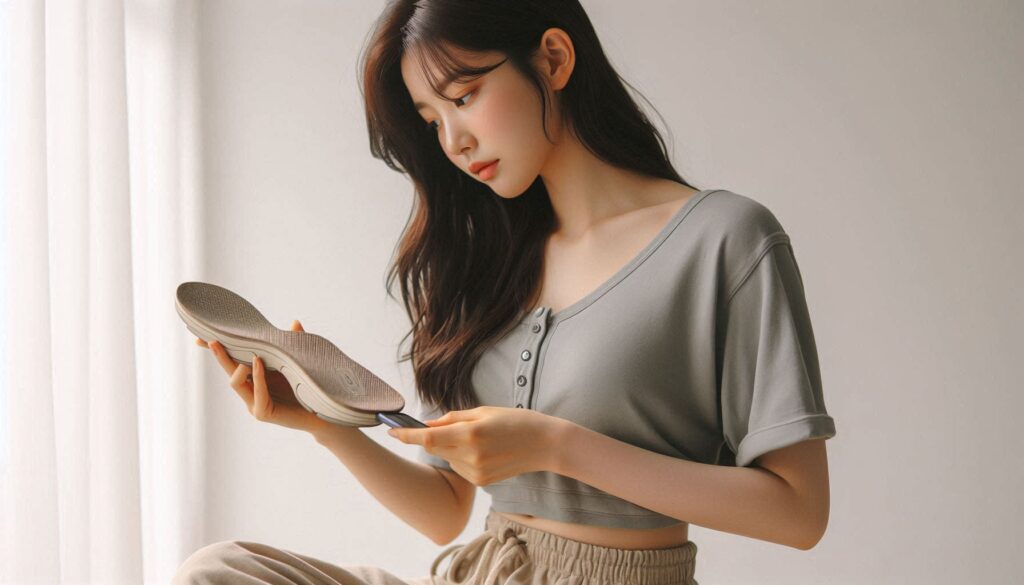 깔창을 확인하는 모습