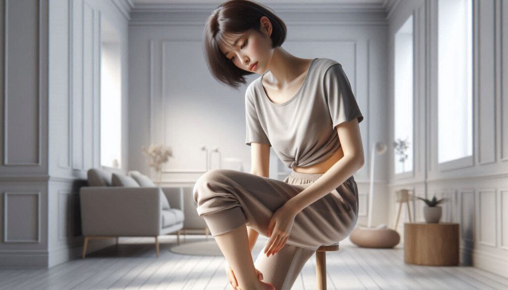 발뒤꿈치 통증 족저근막염 초기 증상을 보여주는 장면