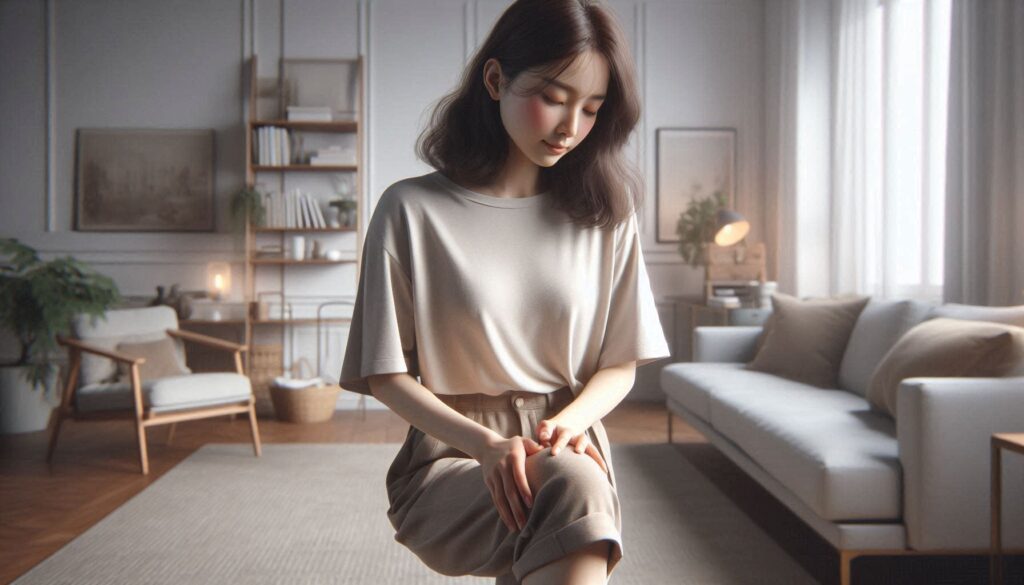 무릎 관절염 초기 증상 7가지 정확히 알아보기 글을 설명하는 무릎 통증을 느끼는 장면
