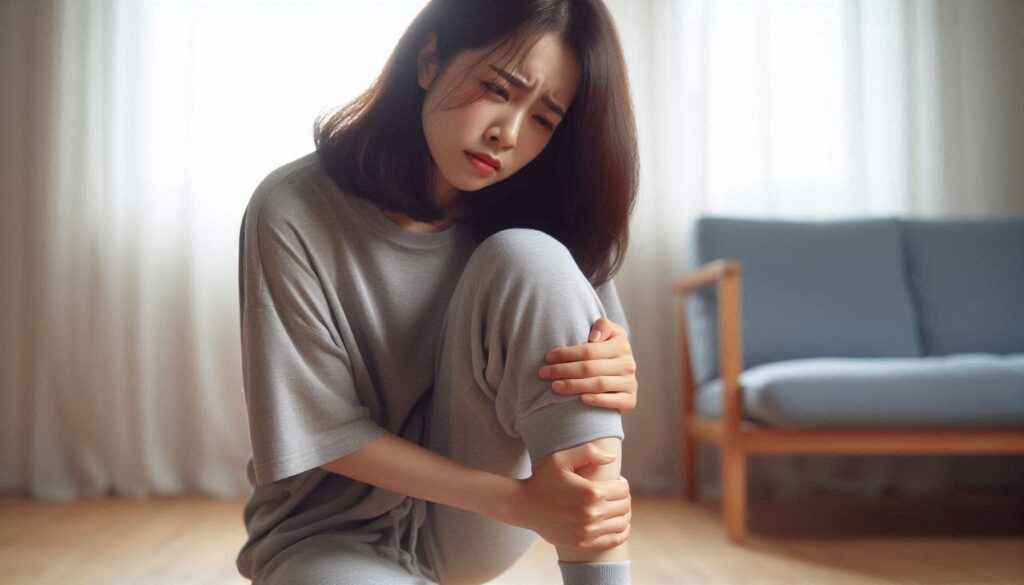 무릎 펴질 때 통증이 심해 움직이기 어려운 상태