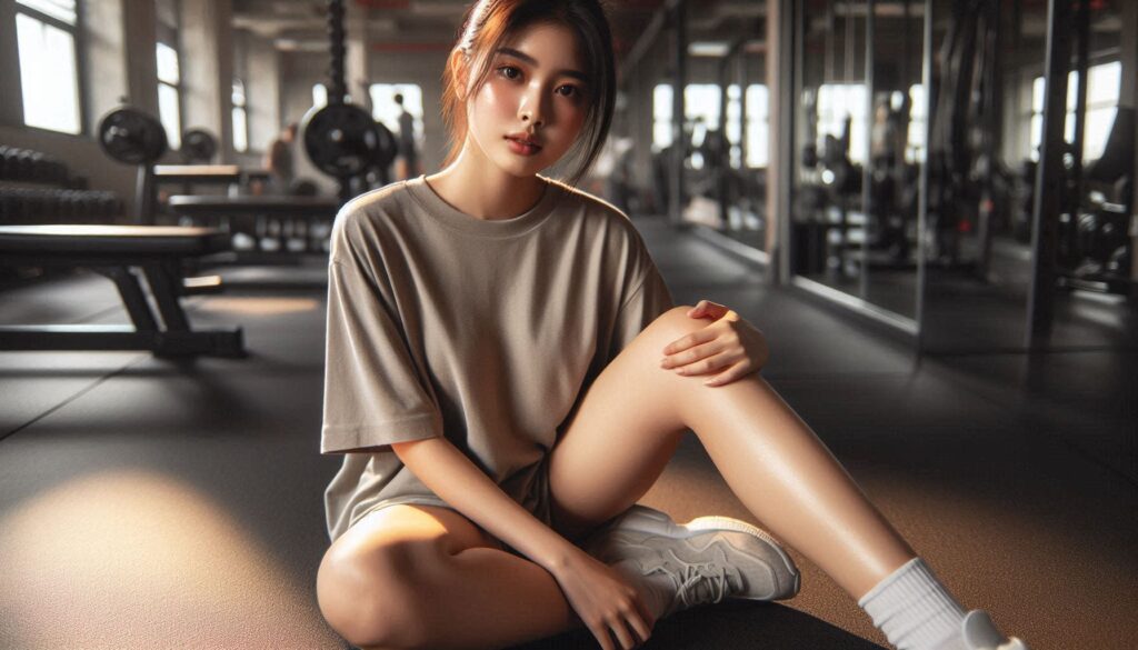 운동 후 무릎 통증 생기는 이유로 무릎을 잡고 있는 모습