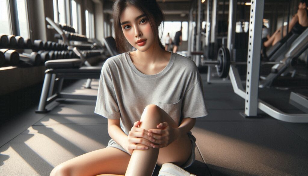 운동 후 무릎 통증 생기는 이유로 무릎을 잡고 있는 모습