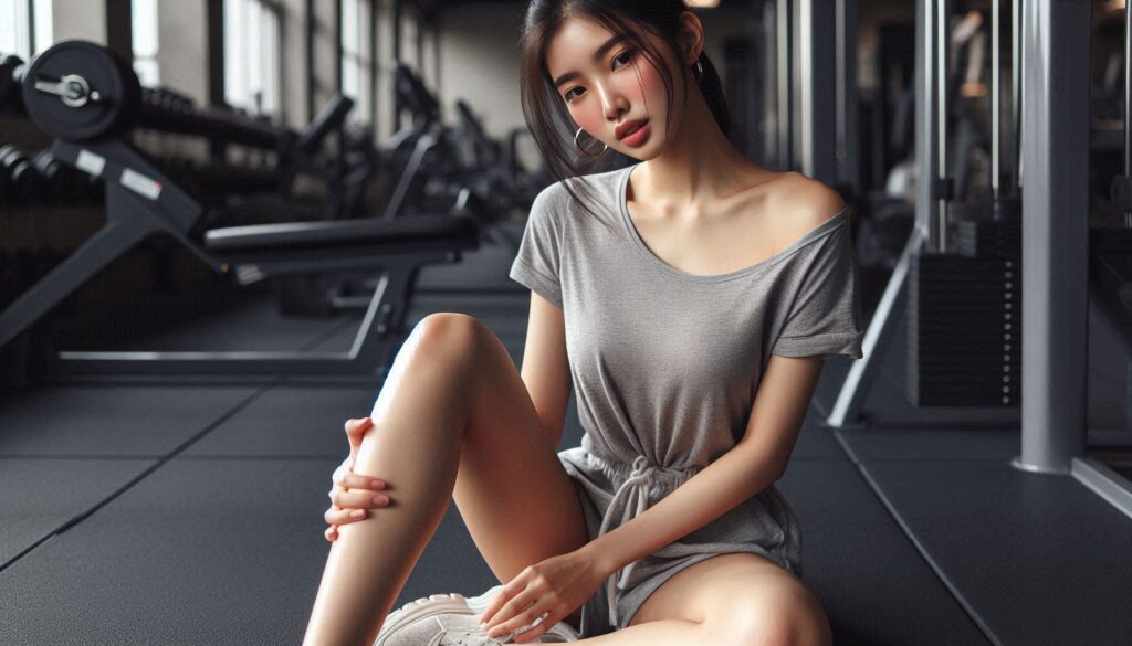 운동 후 무릎 통증 생기는 이유로 무릎을 잡고 있는 모습