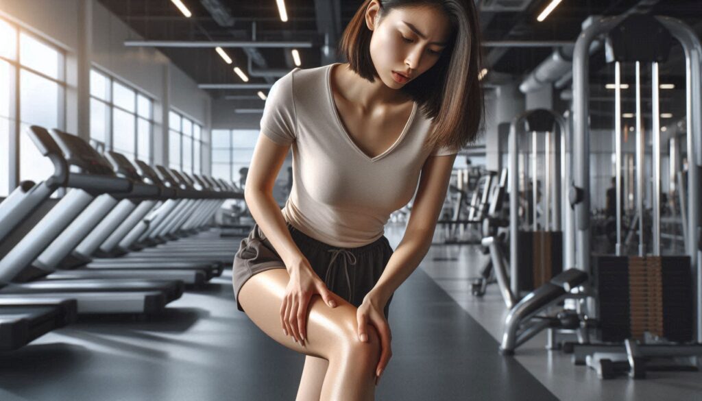 무릎 통증 있을 때 피해야 할 운동 상황을 보여주는 장면