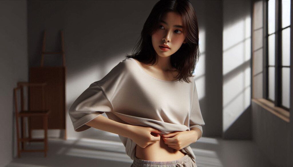 허리 왼쪽 통증 원인과 관리 방법을 설명하는 허리를 잡고 있는 여성 모습