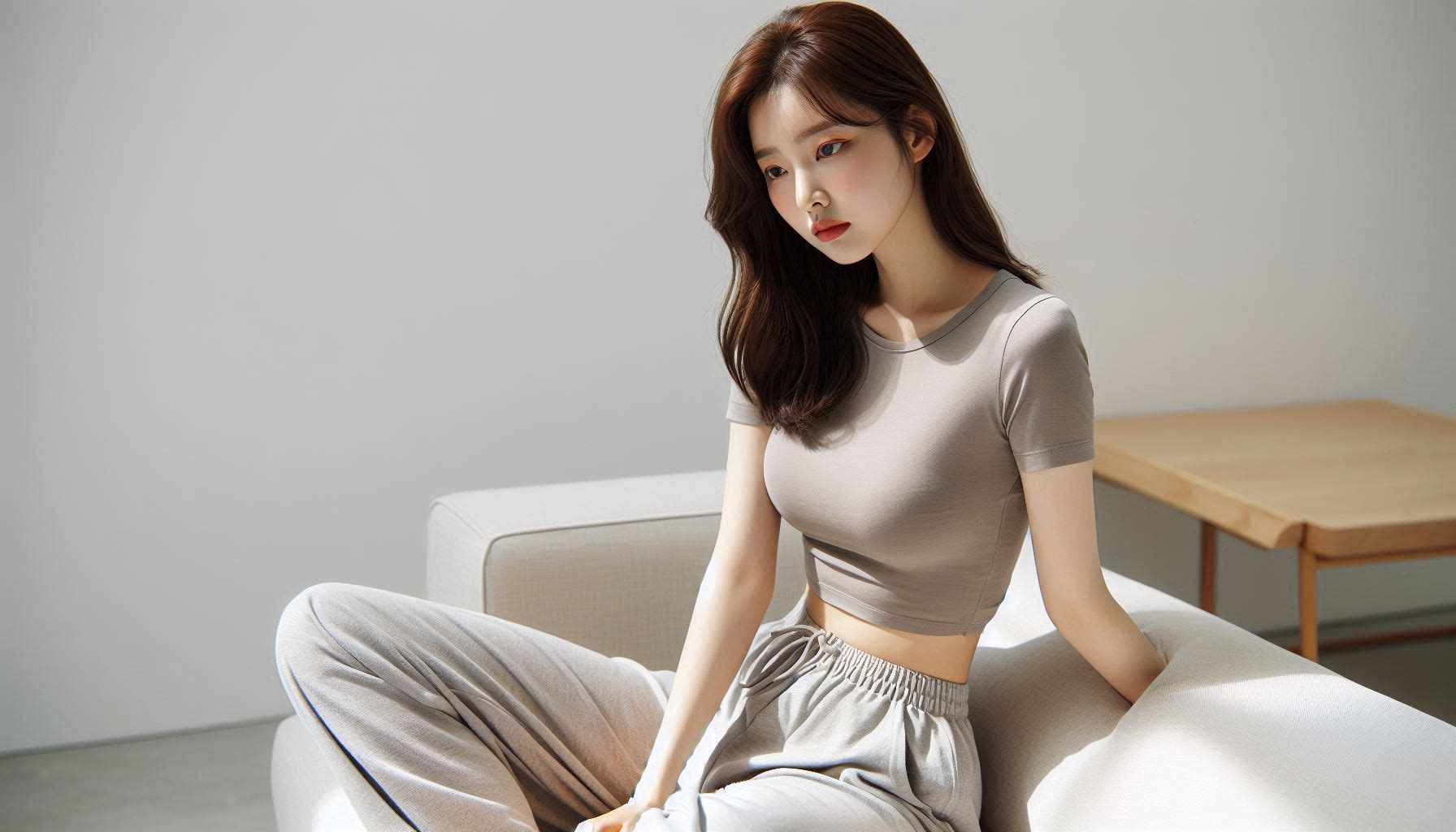 오래 앉아 허리 불편을 느끼는 모습