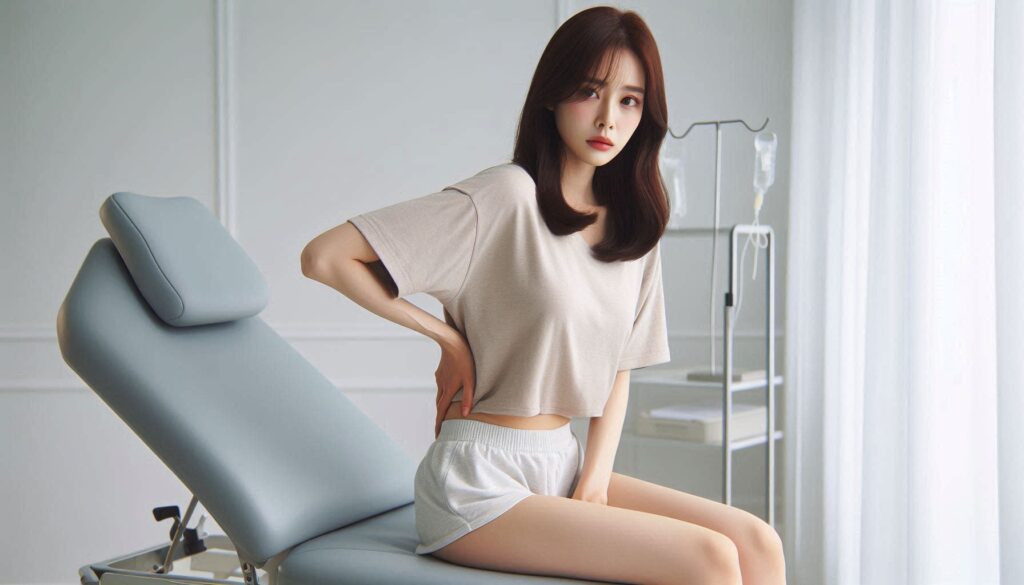 허리 통증이 심해 병원 상담이 필요한 상태