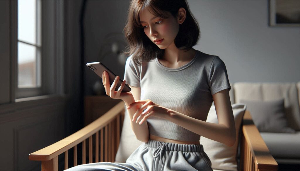 손목 통증과 스마트폰 사용 관계를 보여주는 실제 사용 장면