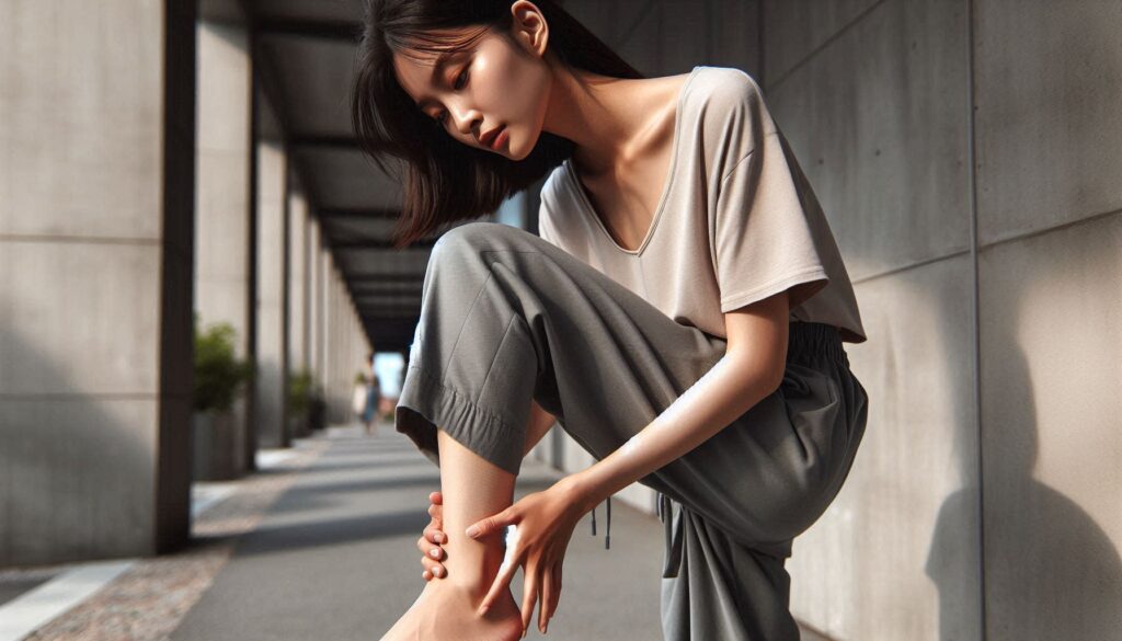 걸을 때 발바닥 통증 이유를 설명하는 발 통증 장면