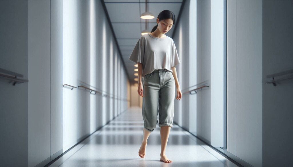 걸을 때 발바닥 통증 이유를 설명하는 발 통증 장면