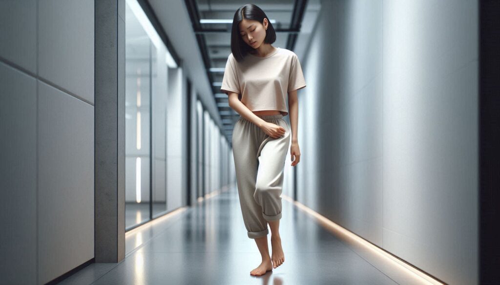 걸을 때 발바닥 통증 이유를 설명하는 발 통증 장면