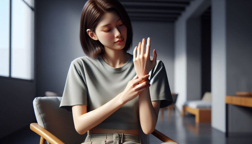 손목 통증 완화 마사지 방법을 적용하는 실제 생활 장면