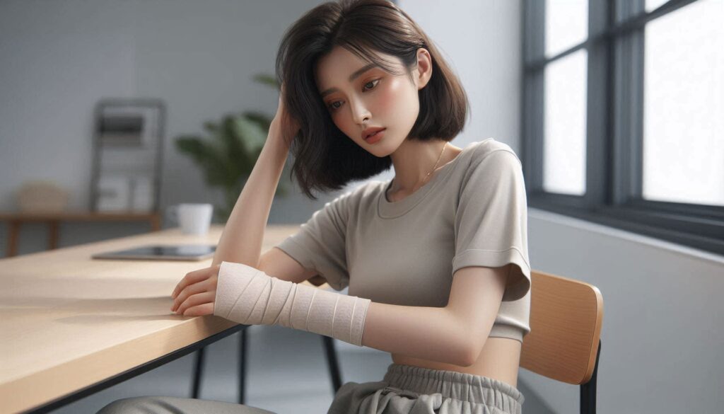손목 통증 있을 때 찜질 방법을 적용하는 실제 생활 장면