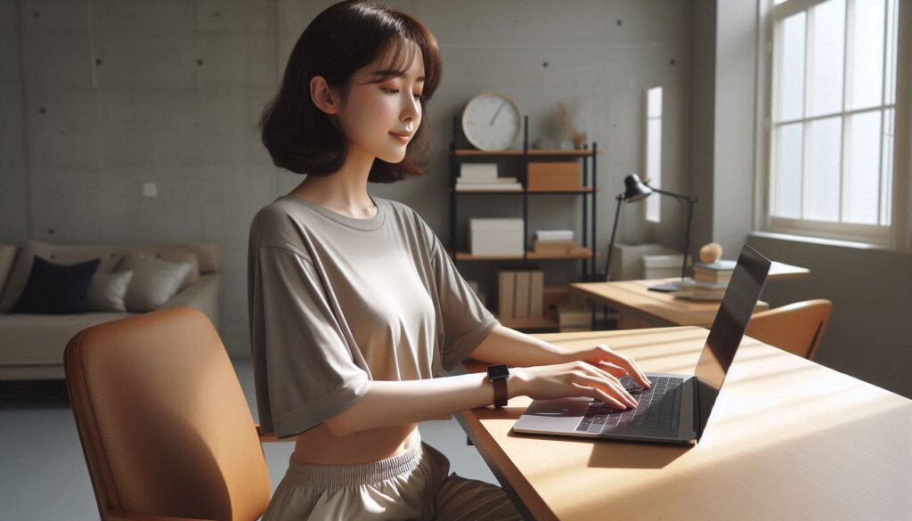 손목 통증 예방 생활 습관을 실천하는 올바른 손목 사용 장면