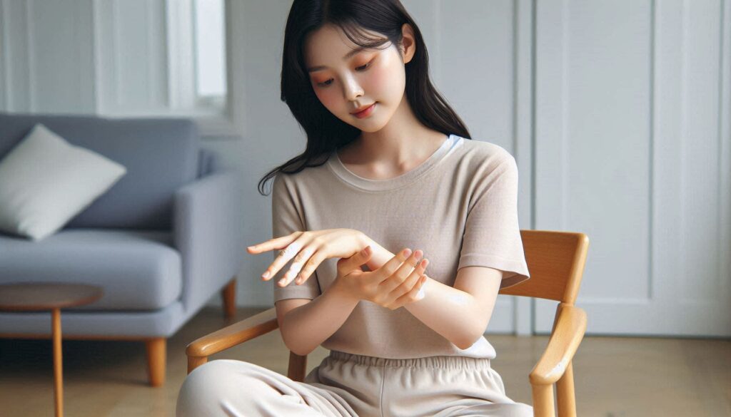 손목 보호대 효과로 통증이 완화된 편안한 손목 모습